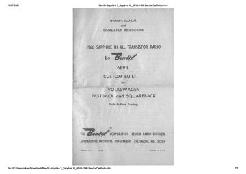 Bendix-Sapphire 3_Sapphire III_6BV3-1966.Bendix.CarRadio preview